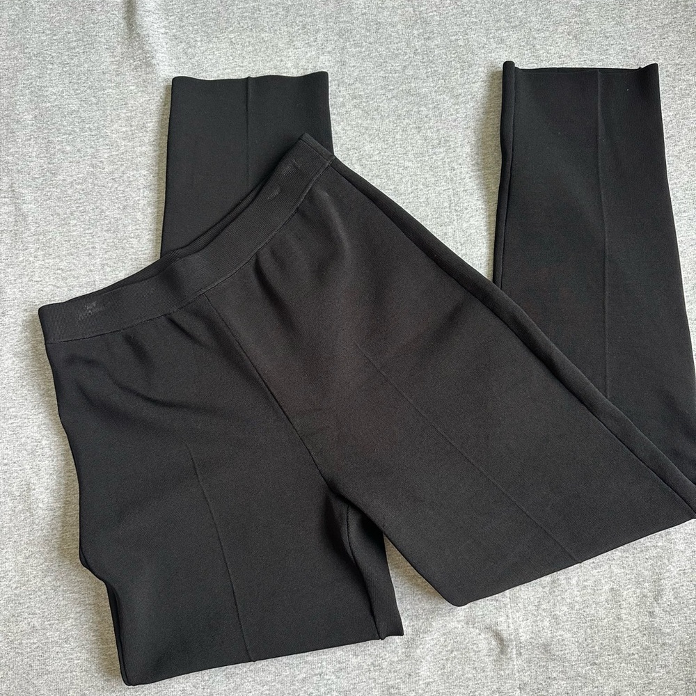 Theory New Treeca Pull-On Glossed Black Trousers Stretch Ponte Pants Size S